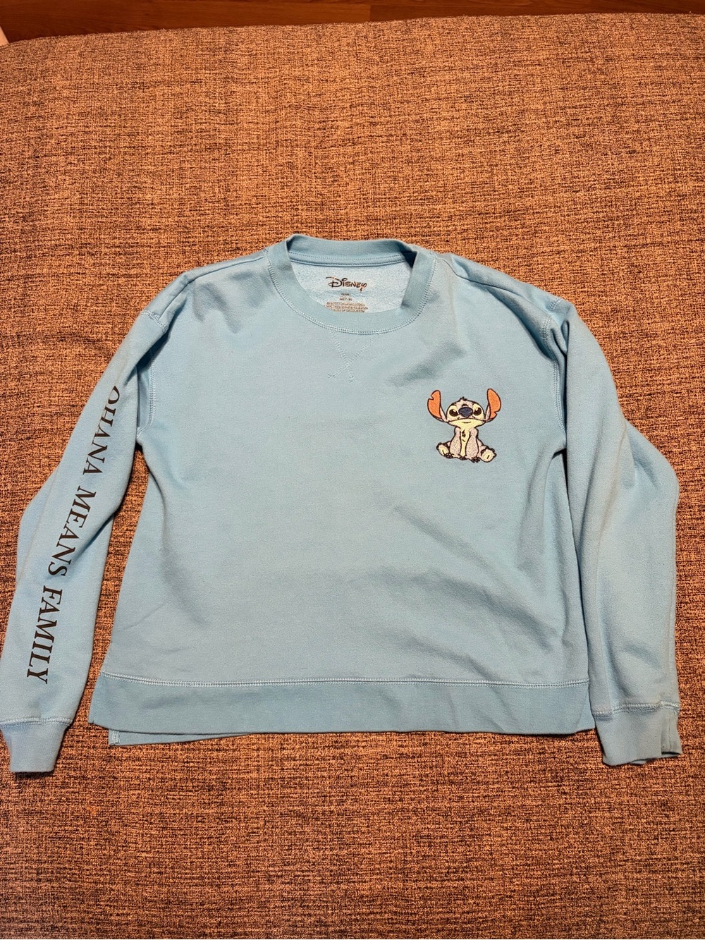 Disney Stitch Ohana Means Family Blue Crewneck Size M (7-9)